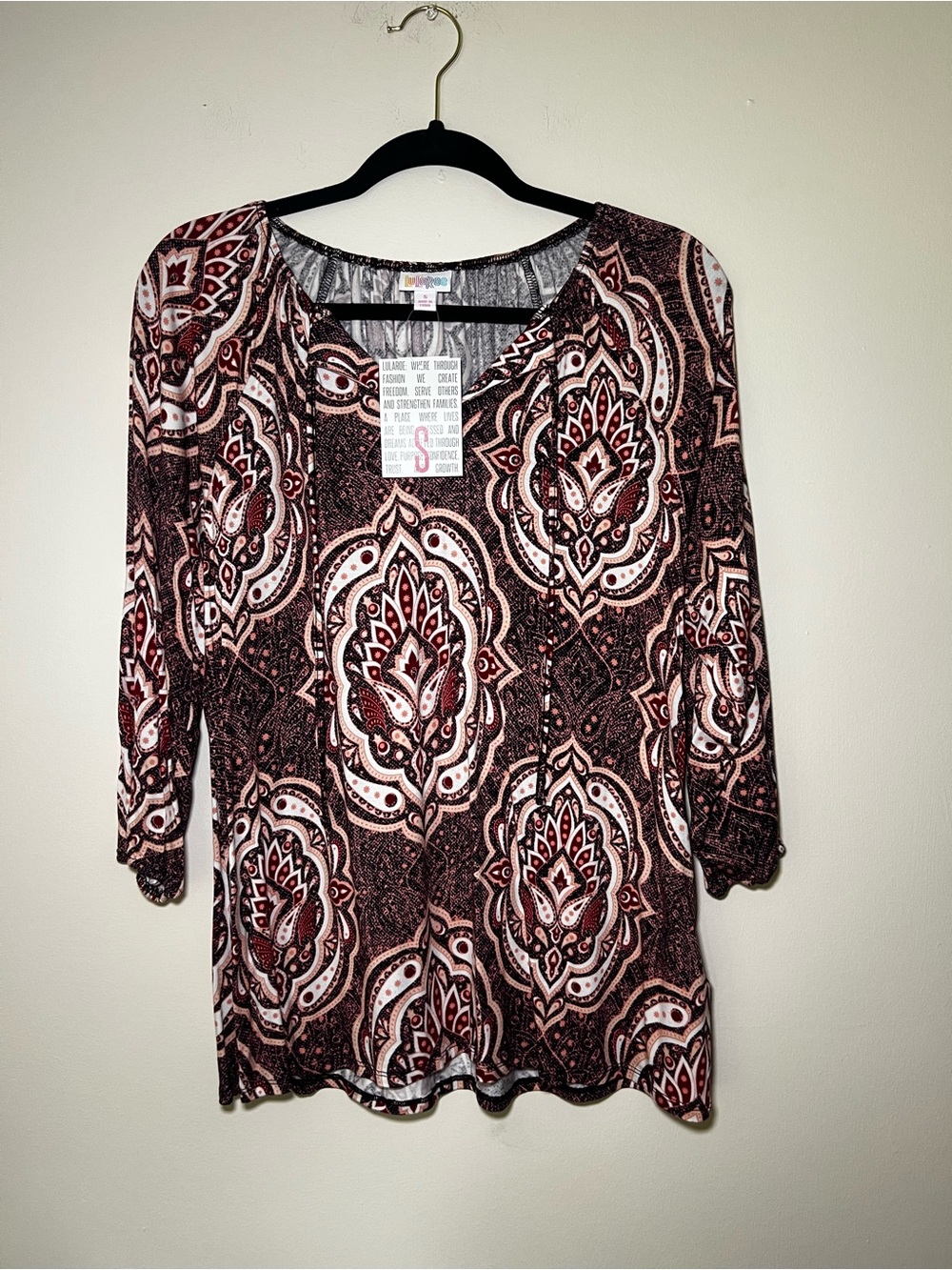 LuLaRoe Debra Paisley Print Peasant Top